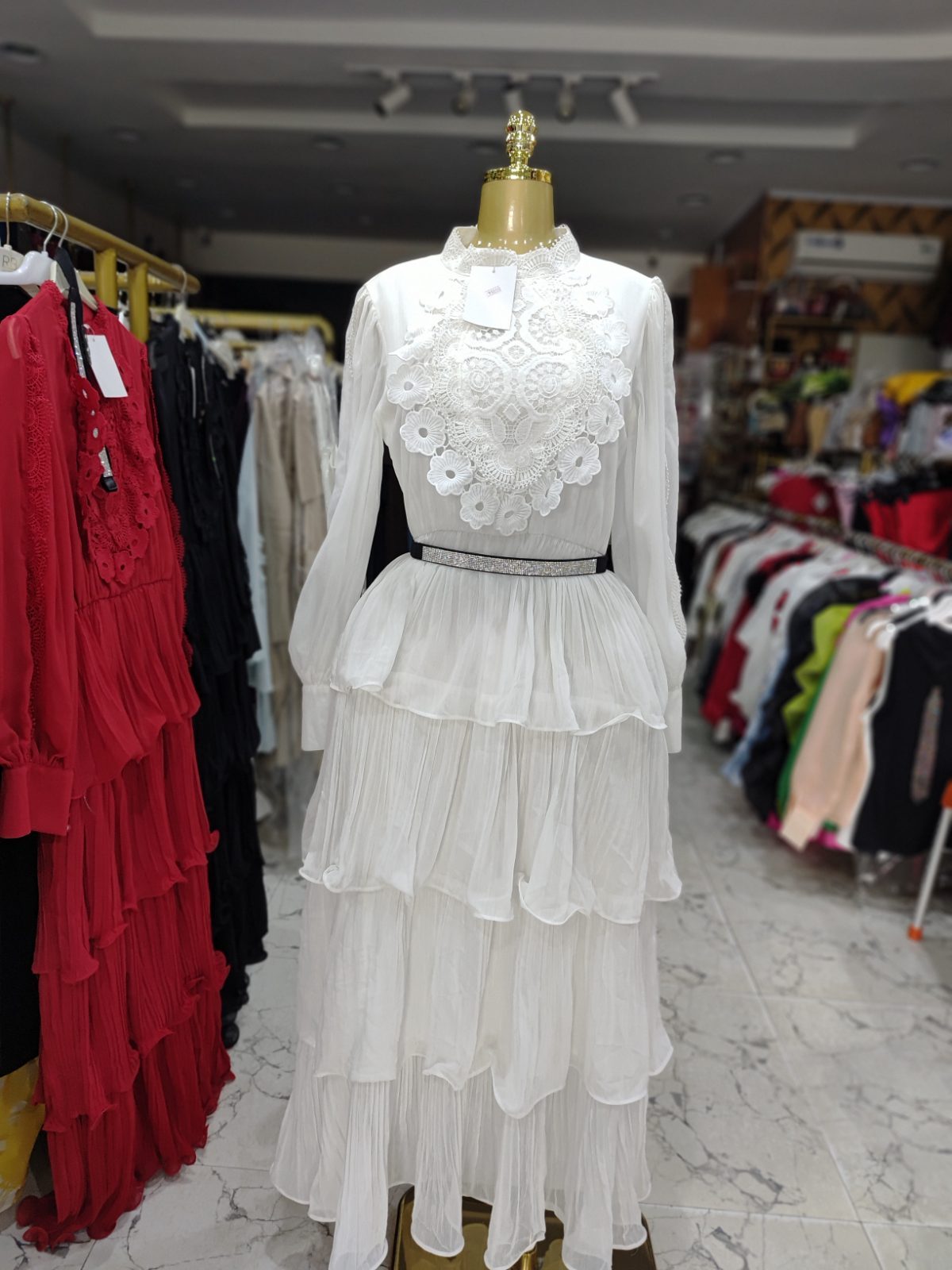 Step dress with belt
