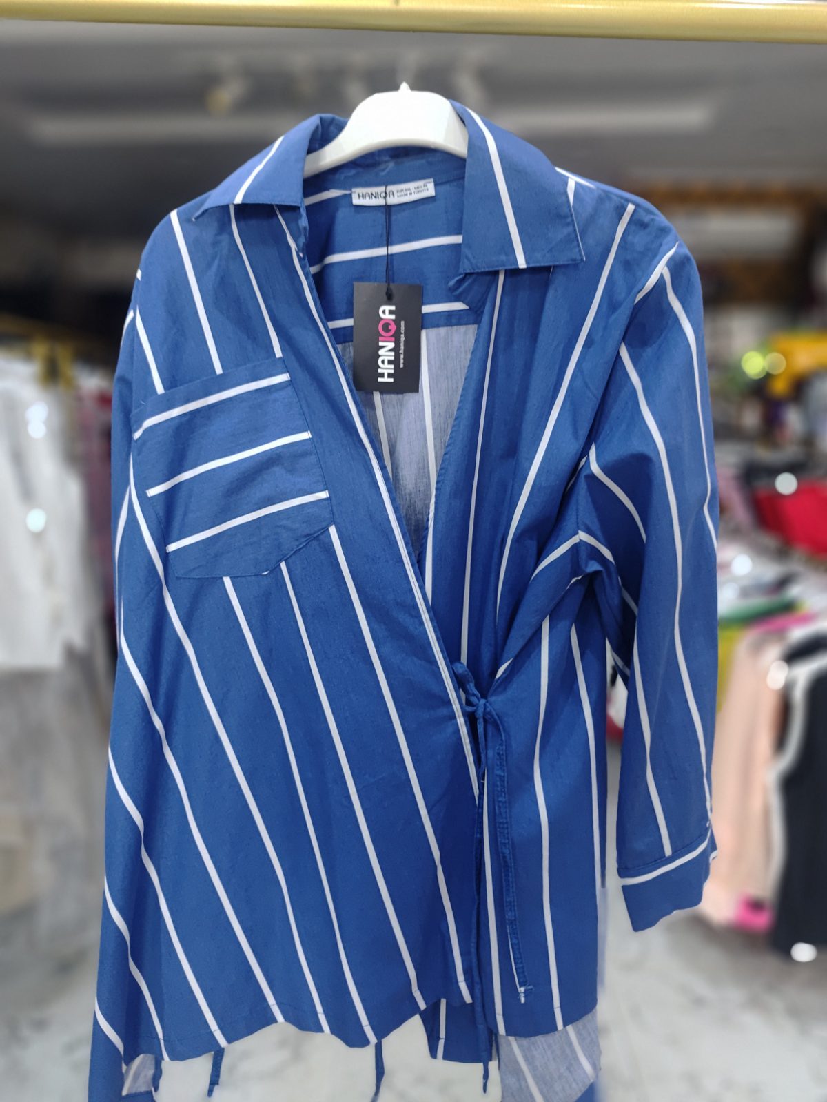 Haniqa blue shirt with strap