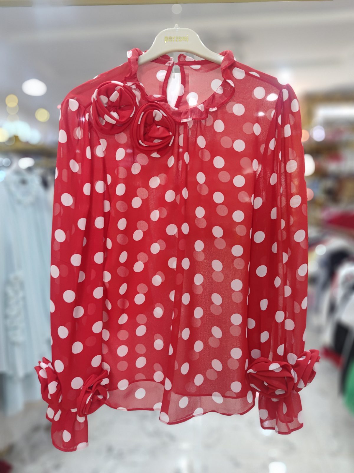 Chiffon top with two roses