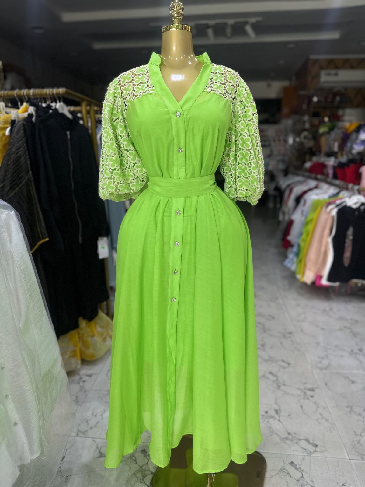Green lacy dress