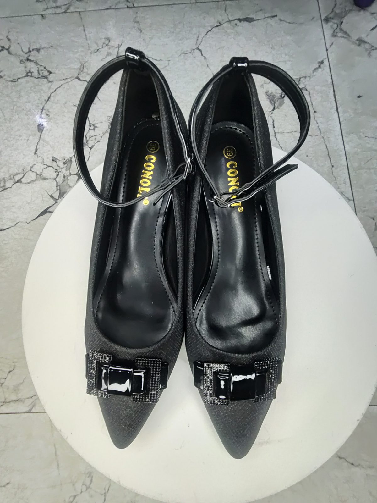 Black Heel girls covered shoe